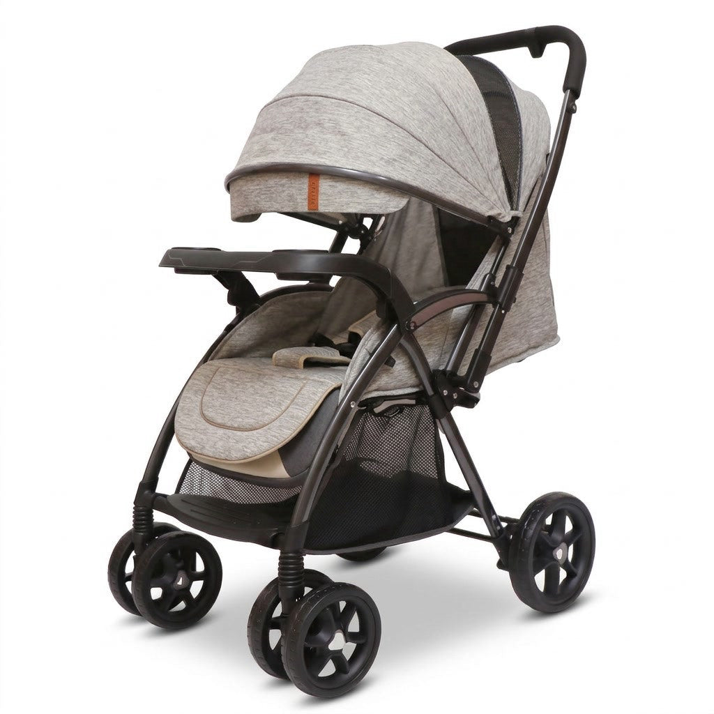 Poussette 3 en 1 vue haute coloris gris clair