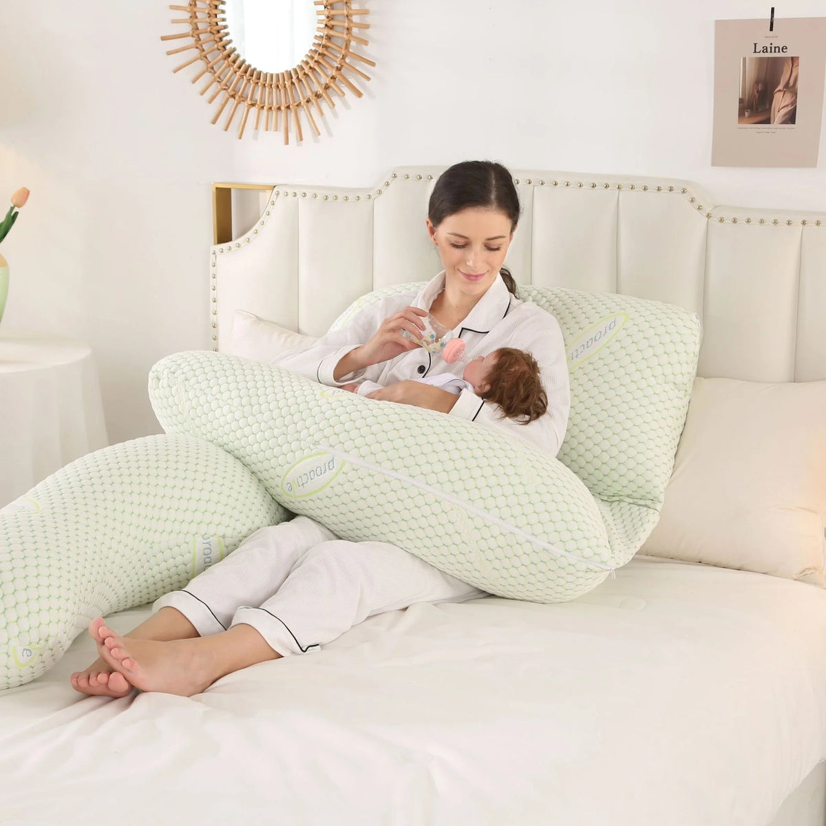 Coussin de grossesse en H vert