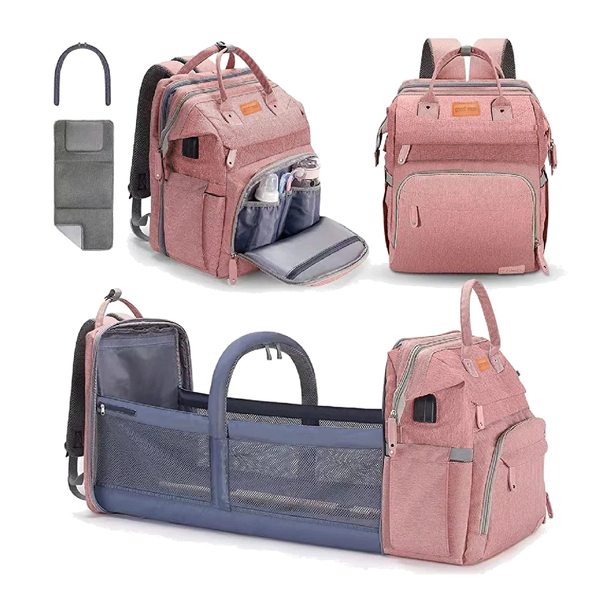 Sac à langer sac à dos coloris rose