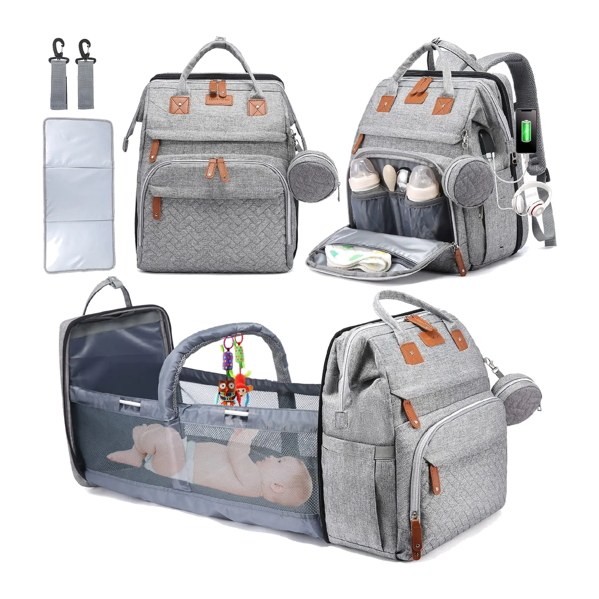 Sac à langer sac à dos 7 en 1, toutes ses fonctions